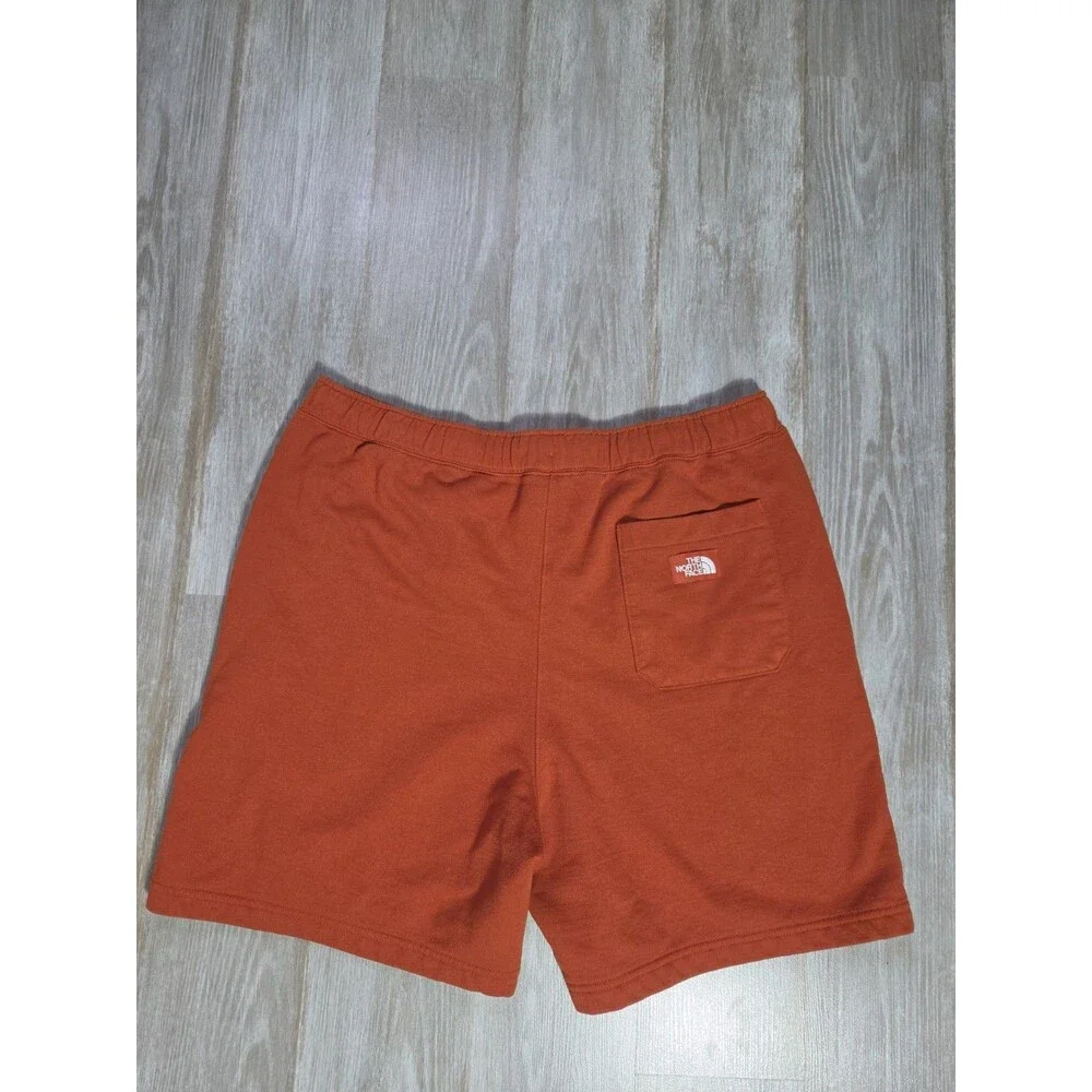 The North Face Mens XL Orange Rust Fleece Sweat Shorts Elastic Waist Pockets GUC